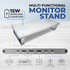 WinBridge Aluminum Monitor Stand with Wireless Charging, 6-in-1 USB-C Docking Station, Drawer, Desk Organizer for PC Monitor/Laptop Up to 27 inches