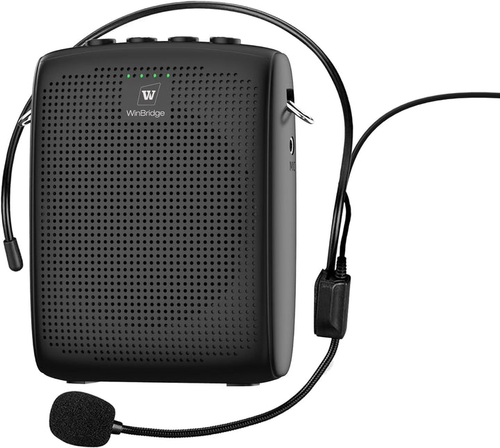 WinBridge WB003 Portable Voice Amplifier with Wired Headset Microphone,Support Bluetooth Play Music,Personal Speaker and Microphone for Teachers, Megaphone Microphone Headset with Belt Clip and Strap