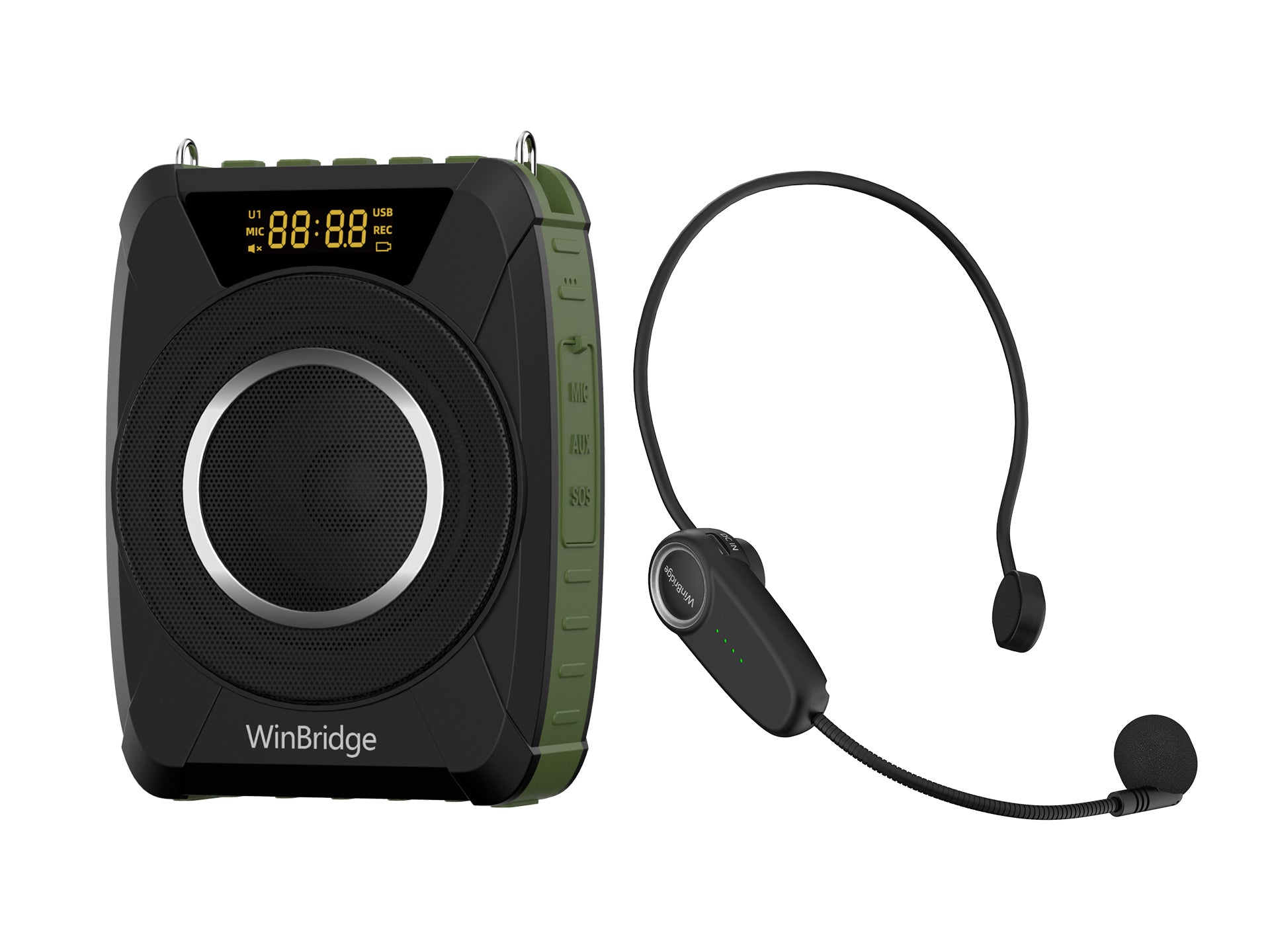 WinBridge M801 20W Voice Amplifier With Wireless Microphone Headset Waterproof with Siren Noise Feature