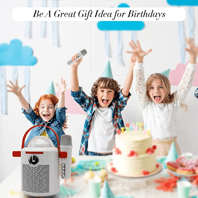 WinBridge Portable Speaker with Two Bluetooth Microphones, Perfect Karaoke Machine with LED Lights, Wireless PA Speaker System for Parties and Singing, Karaoke Speaker for Kids Adults T7 White
