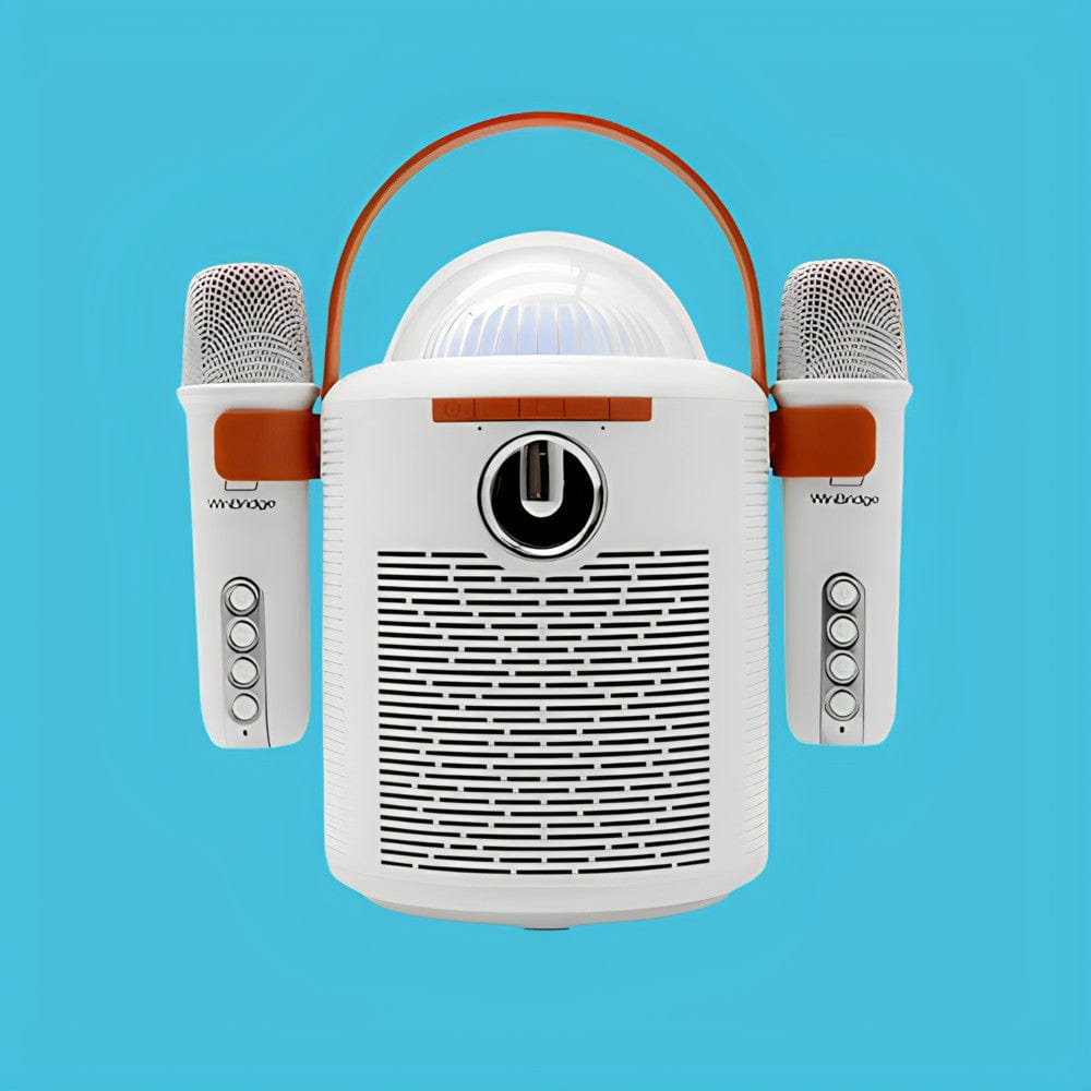 WinBridge Portable Speaker with Two Bluetooth Microphones, Perfect Karaoke Machine with LED Lights, Wireless PA Speaker System for Parties and Singing, Karaoke Speaker for Kids Adults T7 White